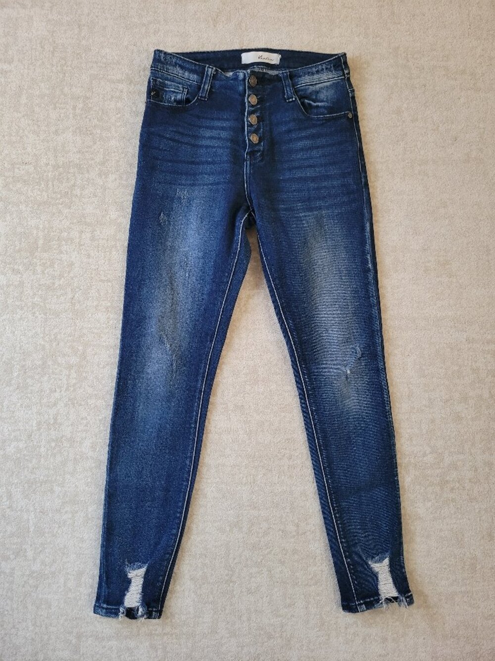 KanCan High-Rise Hem Distressed Super Skinny Jeans 5/26 Blue Clean Girl Minimal